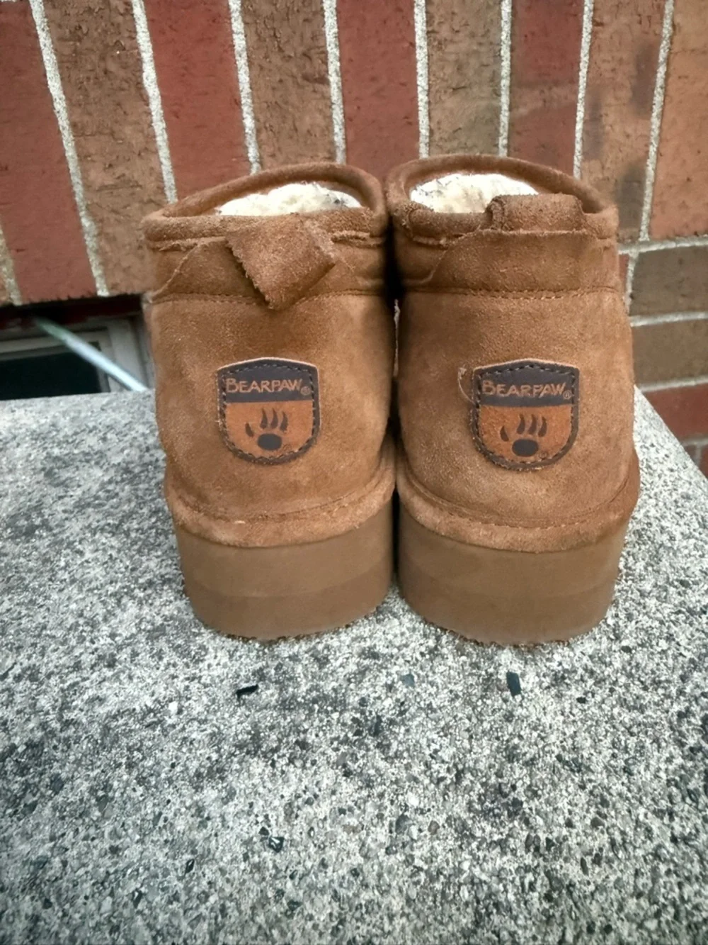 Bearpaw Retro Super Shorty Suede Ankle Boots Chestnut Brown Womens Size 11